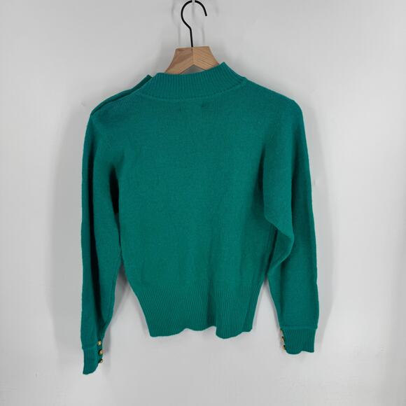Vintage Victoria Jones Lambswool Angora Mock Neck Gold Buttons Sweater Small - Picture 7 of 8